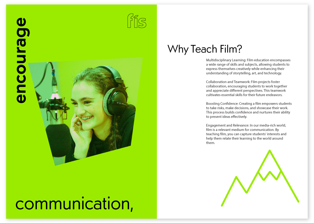 brochure page 5 & 6. Page 5 has green background with the words 'encourage communication'. Page 6 has a paragraph about why you should do it