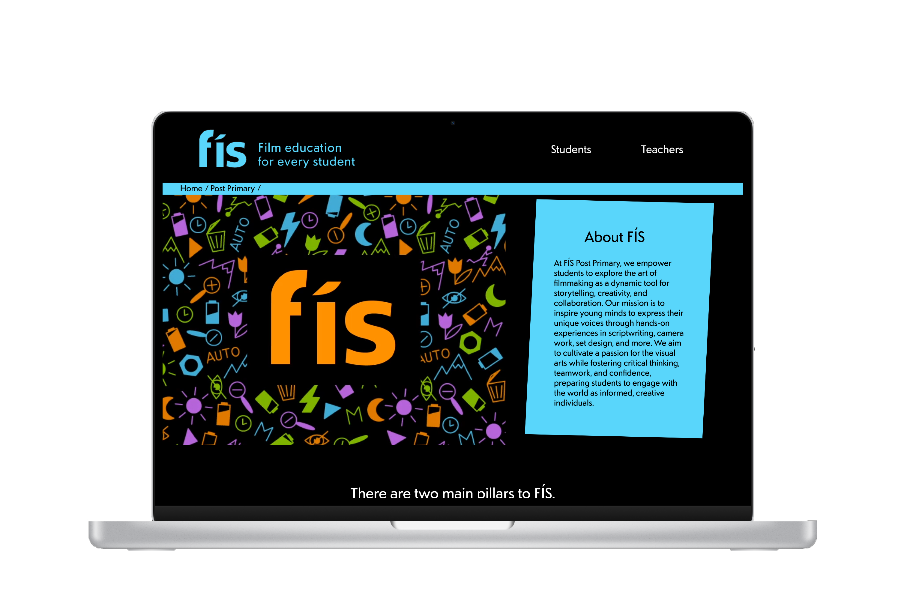 mockup of the website I created on a silver laptop