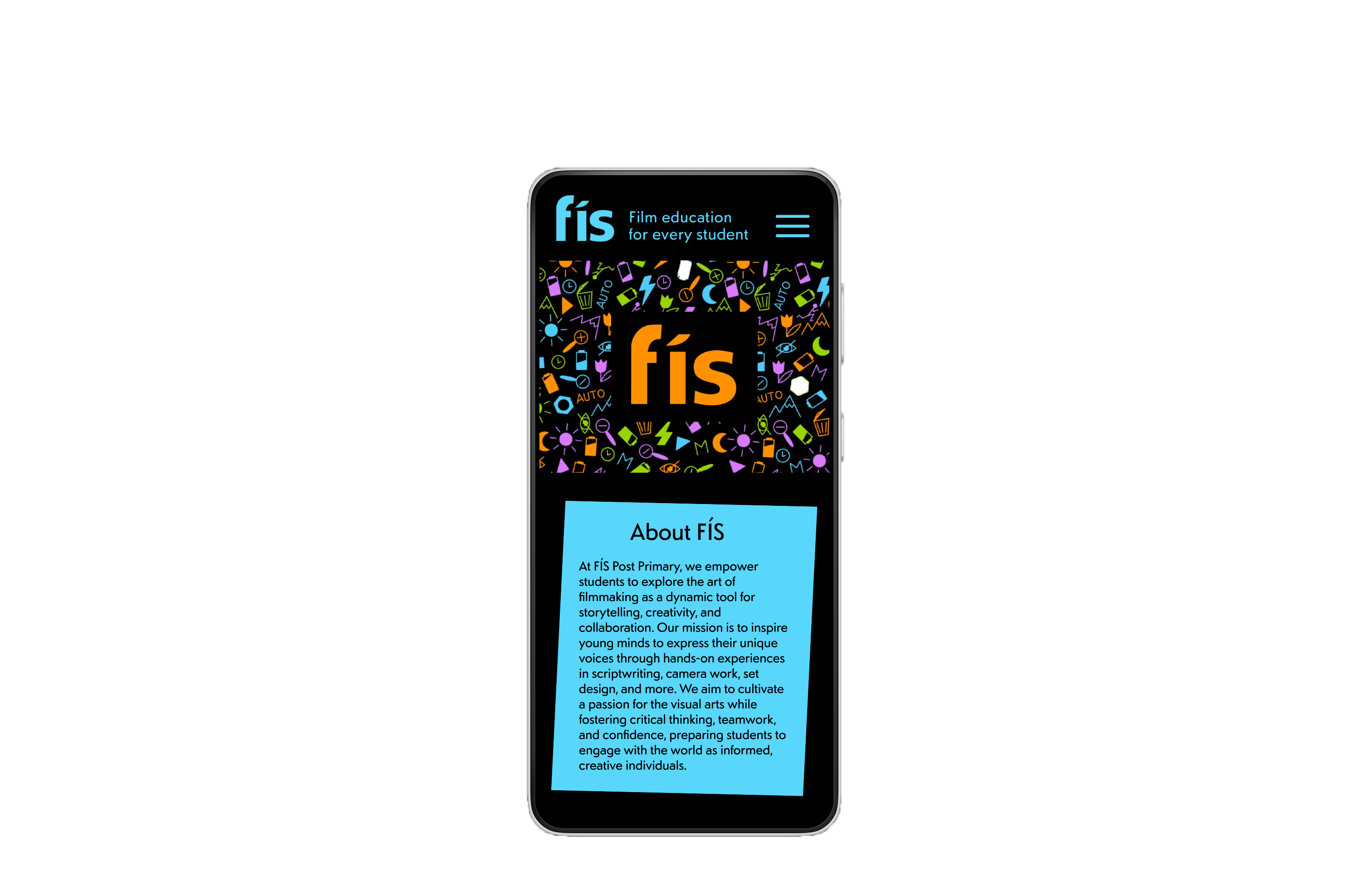 mockup of the website I created on a mobile