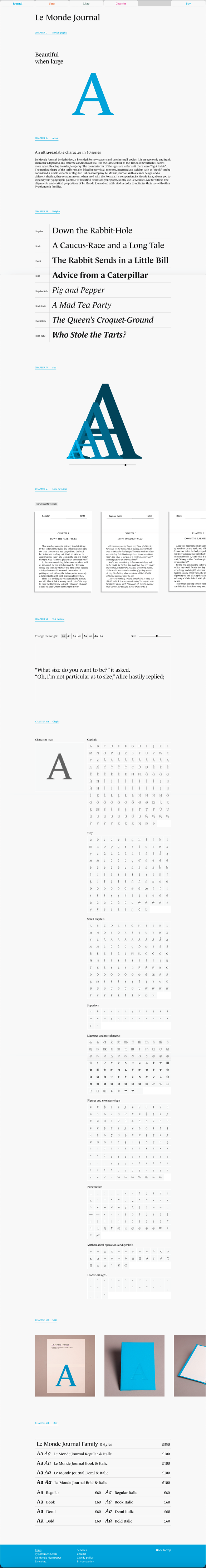 image of the Le Monde typeface microsite - top