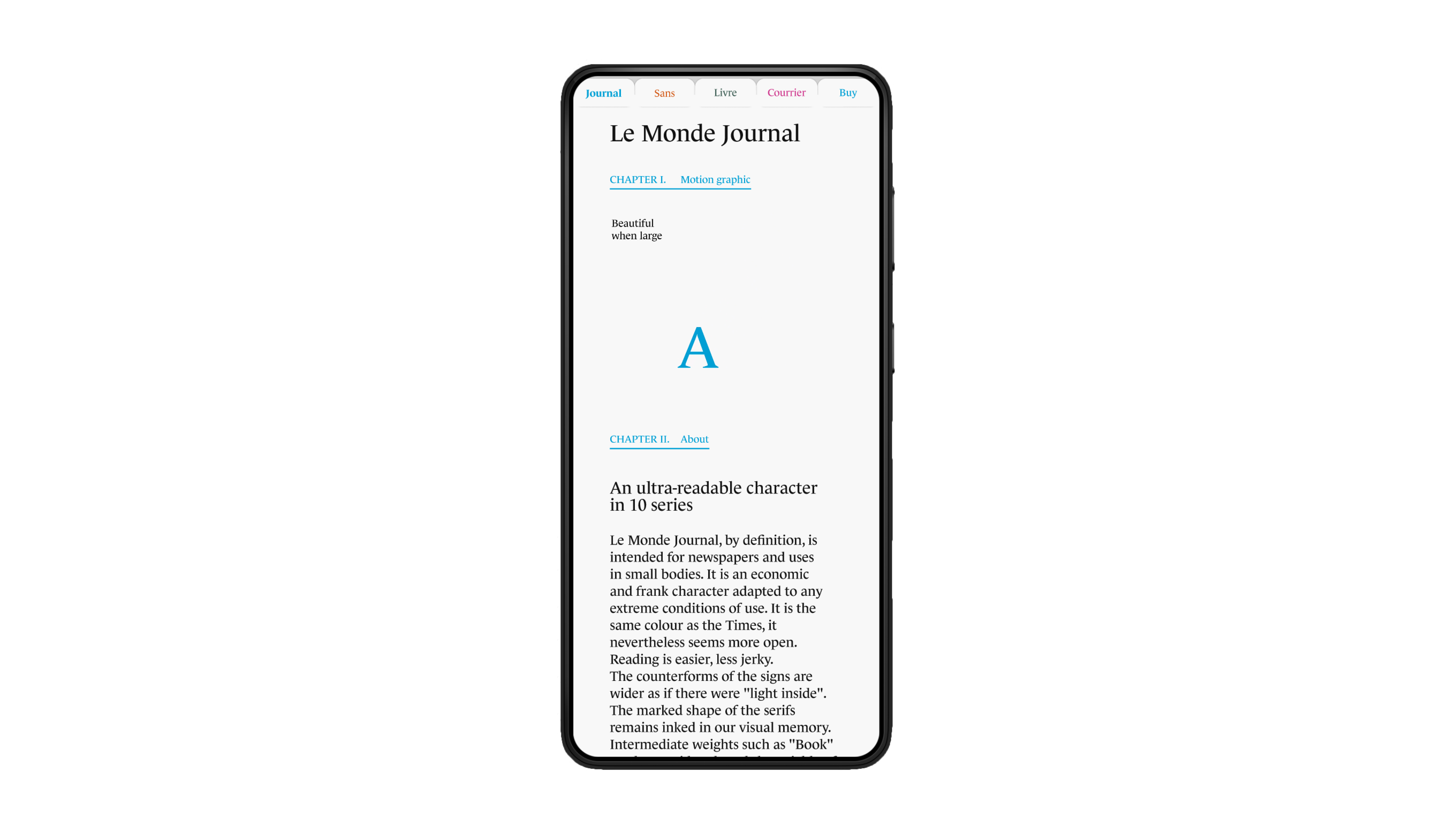 photo of the Le Monde microsite on a mobile phone