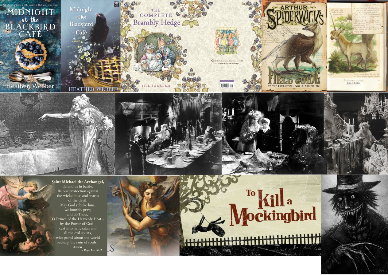 collection of internet images showing film and book reference visuals